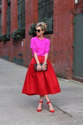 A picture of a woman wearing an outfit in a pink analogous colour scheme.