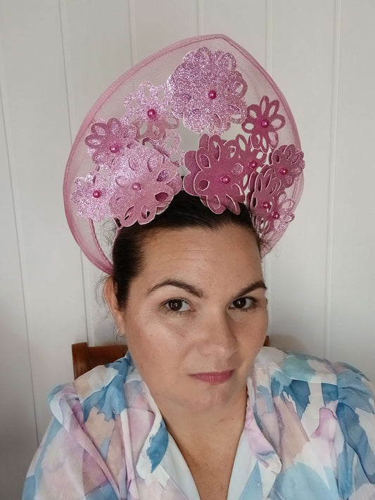  A picture of a Pink Pleather Millinery Crown by Melissa Rath Millinery