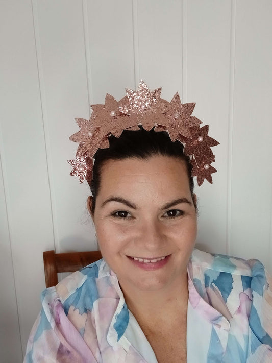 A picture of a Pink Pleather Millinery Headband by Melissa Rath Millinery