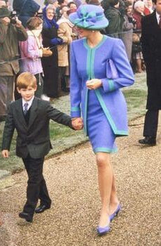 A picture of Princess Diana in a festive Christmas Day outfit.