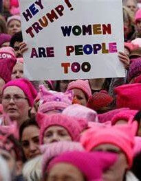 A picture of Protestors at the Pussyhat Protest in 2017.