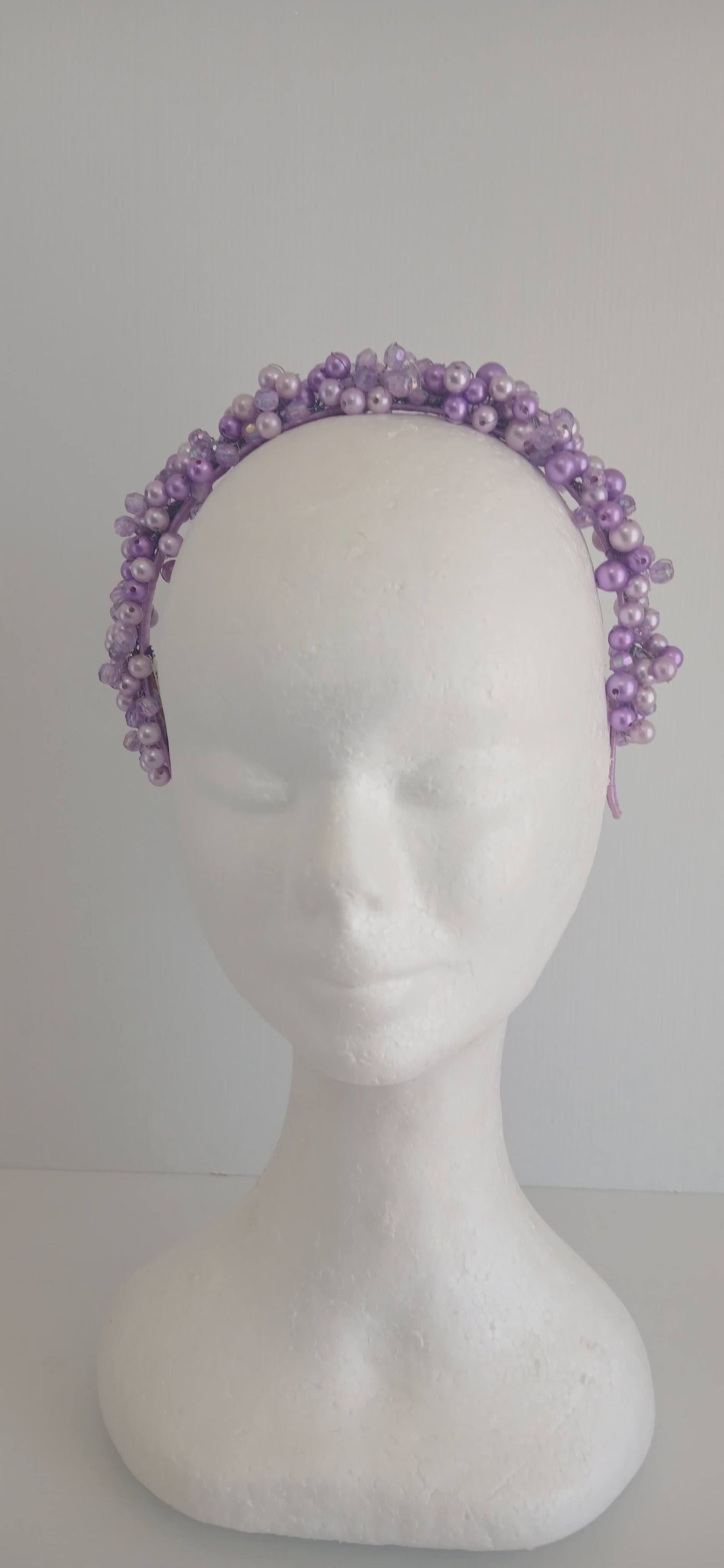 An image of the  Purple Beaded Headband by Melissa Rath Millinery