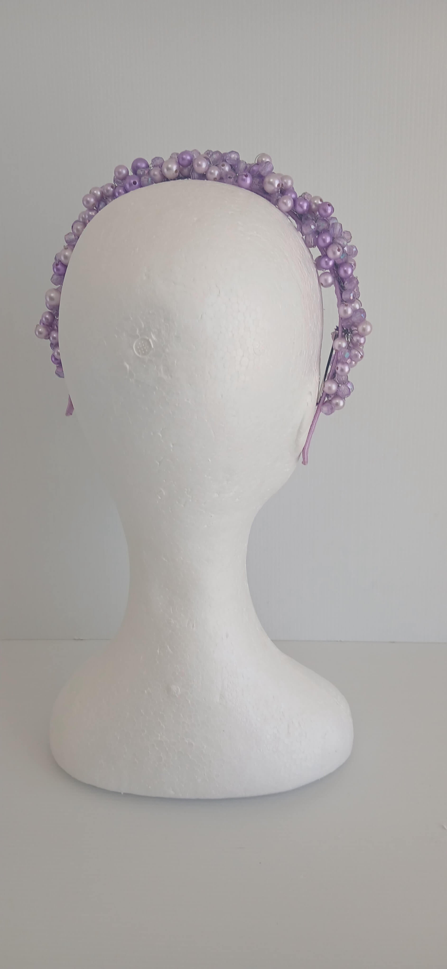 An image of the  Purple Beaded Headband by Melissa Rath Millinery