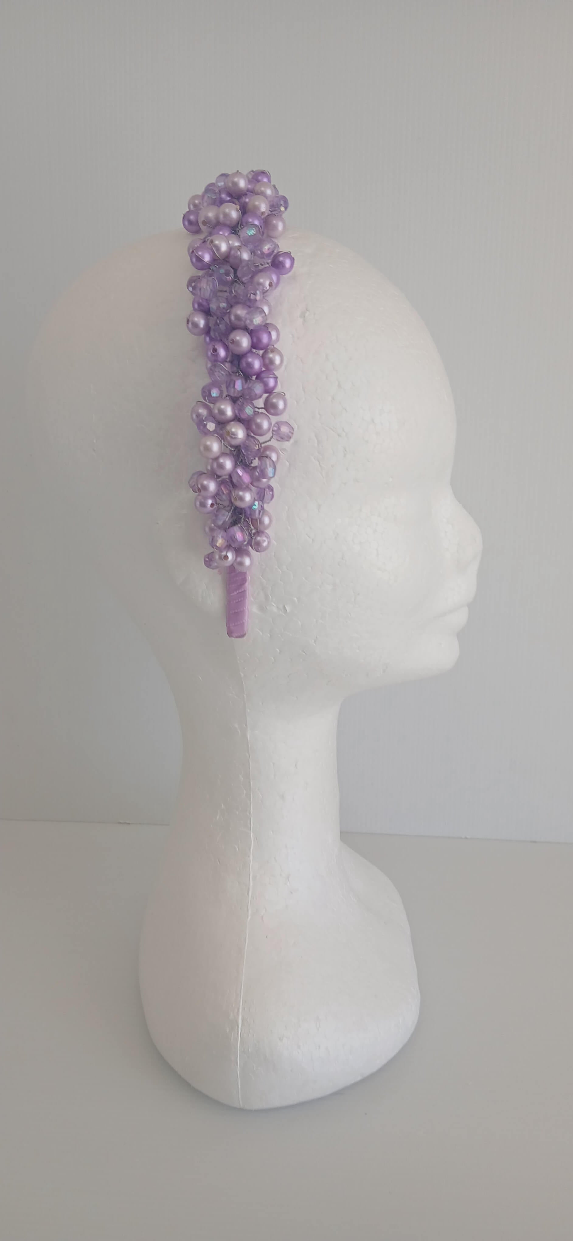 An image of the  Purple Beaded Headband by Melissa Rath Millinery