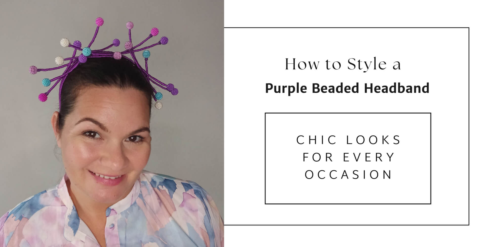 A picture of a blog banner for a blog about the purple beaded headband by Melissa Rath Millinery