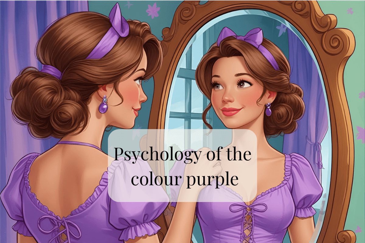 A blog banner for a blog post on the colour psychology of the colour purple by Melissa Rath Millinery.