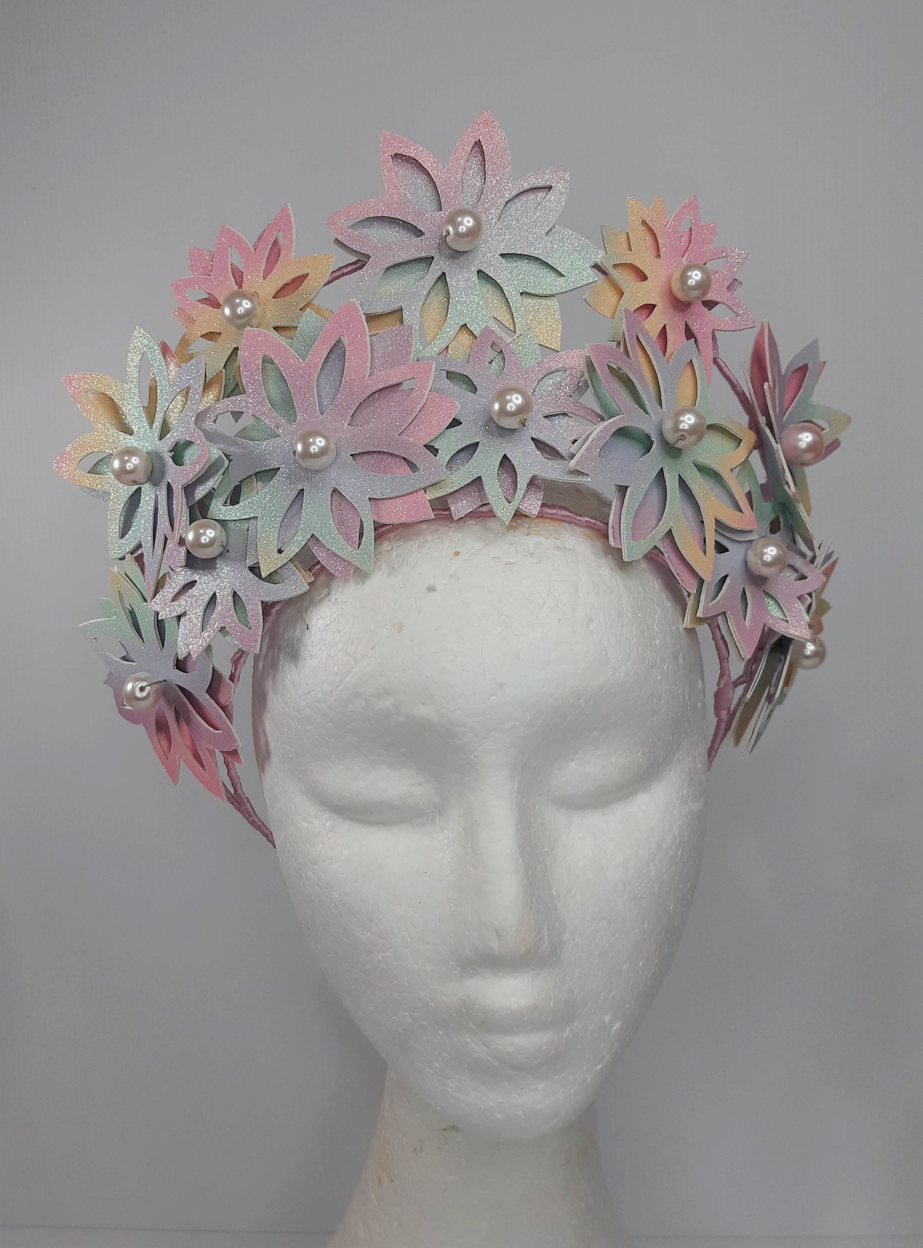 A picture of a Rainbow Millinery Crown that has been sold