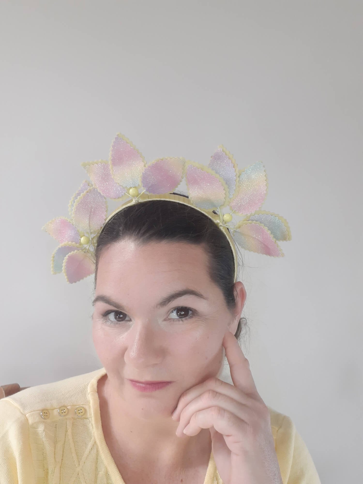 A picture of a Rainbow Pleather Millinery Headband by Melissa Rath Millinery. 