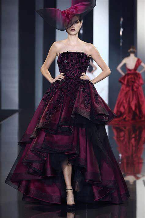 A picture of a model on the catwalk for Ralph and Russo 2014.