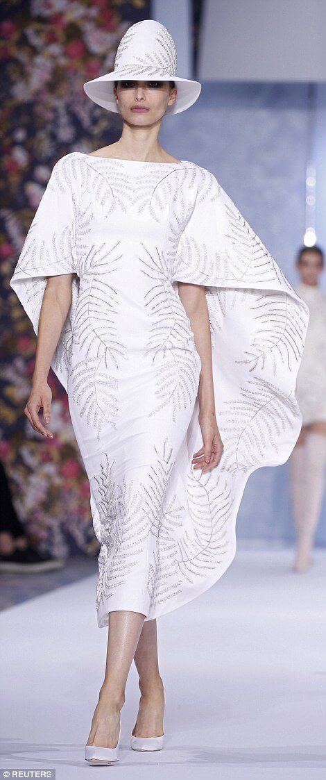 A picture of a model on the catwalk for Ralph and Russo 2016.