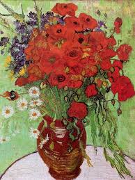 A picture of "Vase with Red Poppies and Daisies" By Vincent Van Gogh (1690)