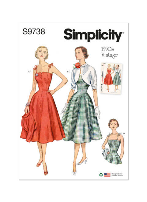 A picture of sewing pattern Simplicity 9738, which can be used to recreate a look from The Barbie Movie.