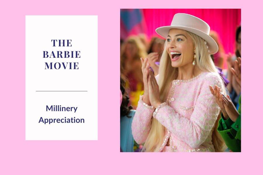 A picture of the blog for a blog post about the millinery of the Barbie Movie, by Melissa Rath Millinery.