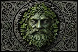 A picture of The Green Man,a nature spirit or deity often associated with vegetation and growth, in Celtic mythology.