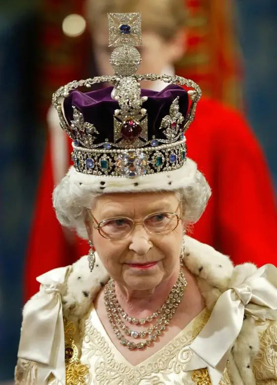 A picture of the Imperial State Crown was often worn by HRH Queen Elizabeth and King Charles wore it for his coronation.