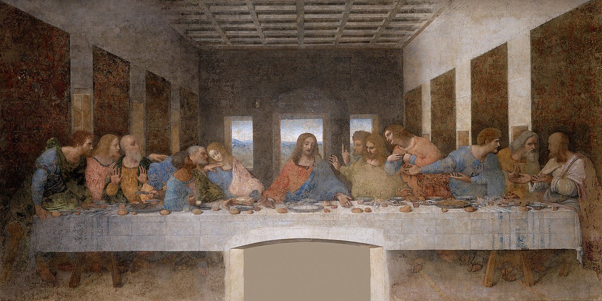 A picture of "The Last Supper", painted by Leonardo Da Vinci between 1495-1498