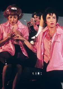 A picture of The Pink Ladies in the movie Grease, released in 1978.