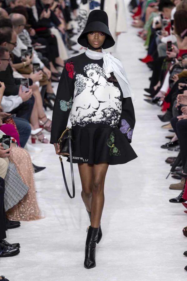 A picture of a model on the catwalk for Valentino AW 2019.