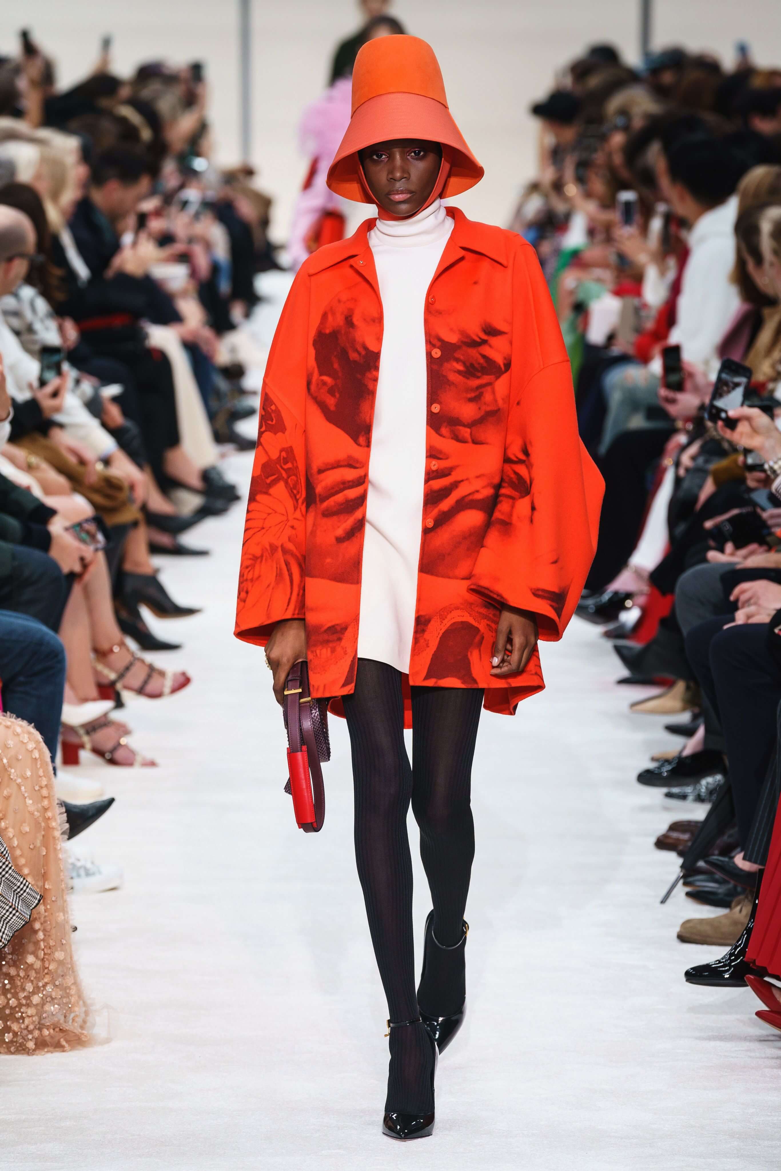 A picture of a model on the catwalk for Valentino AW 2019.