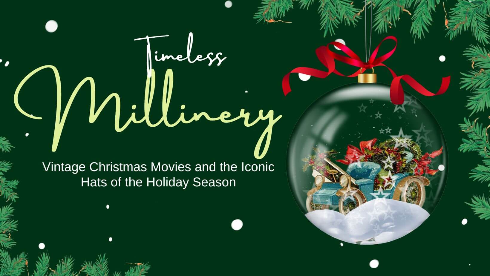 A picture of a blog cover for a blog post about vintage Christmas movies to watch for millinery inspiration by Melissa Rath Millinery.