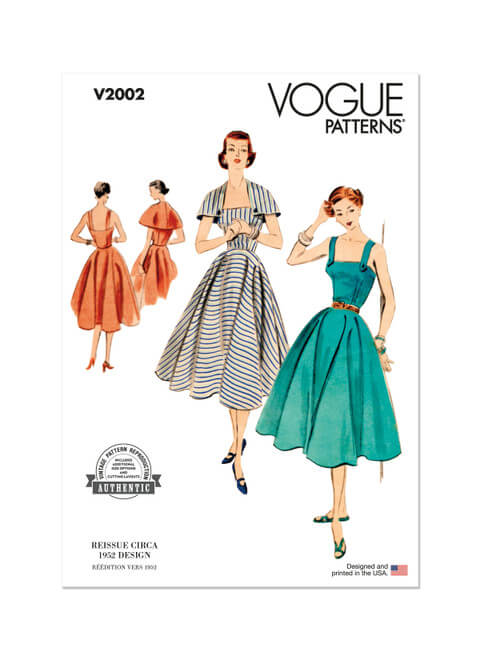 A picture of sewing pattern Vogue 2002, which can be used to recreate a look from The Barbie Movie.