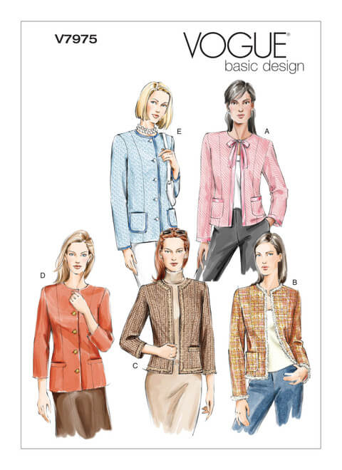 A picture of sewing pattern Vogue 7975, which can be used to recreate a look from The Barbie Movie.