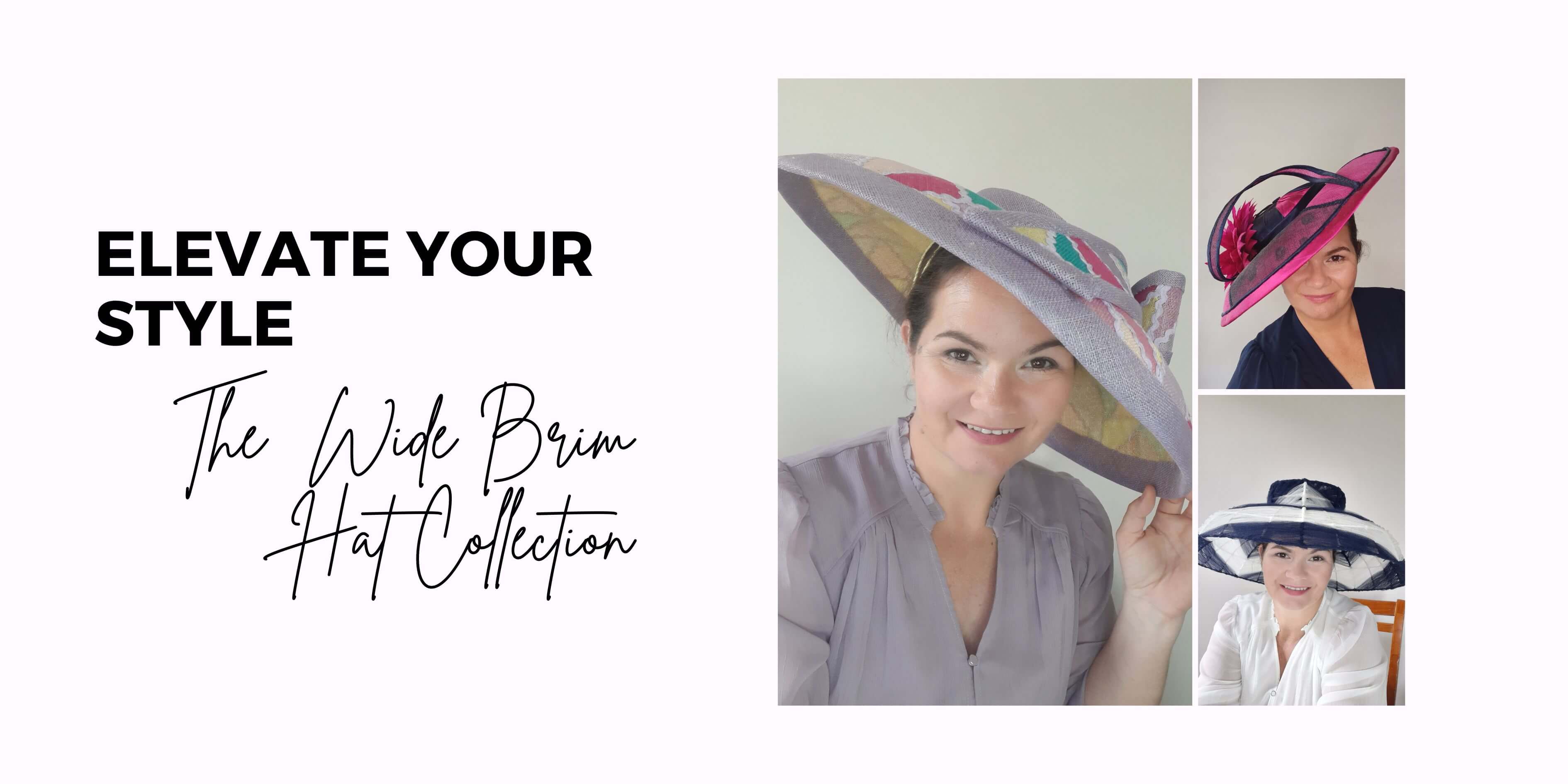 A picture of the blog post banner for a blog on the wide brim hat collection by Melissa Rath Millinery