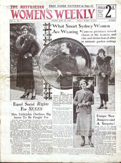 An image of the first Australian Women's  Weekly magazine.
