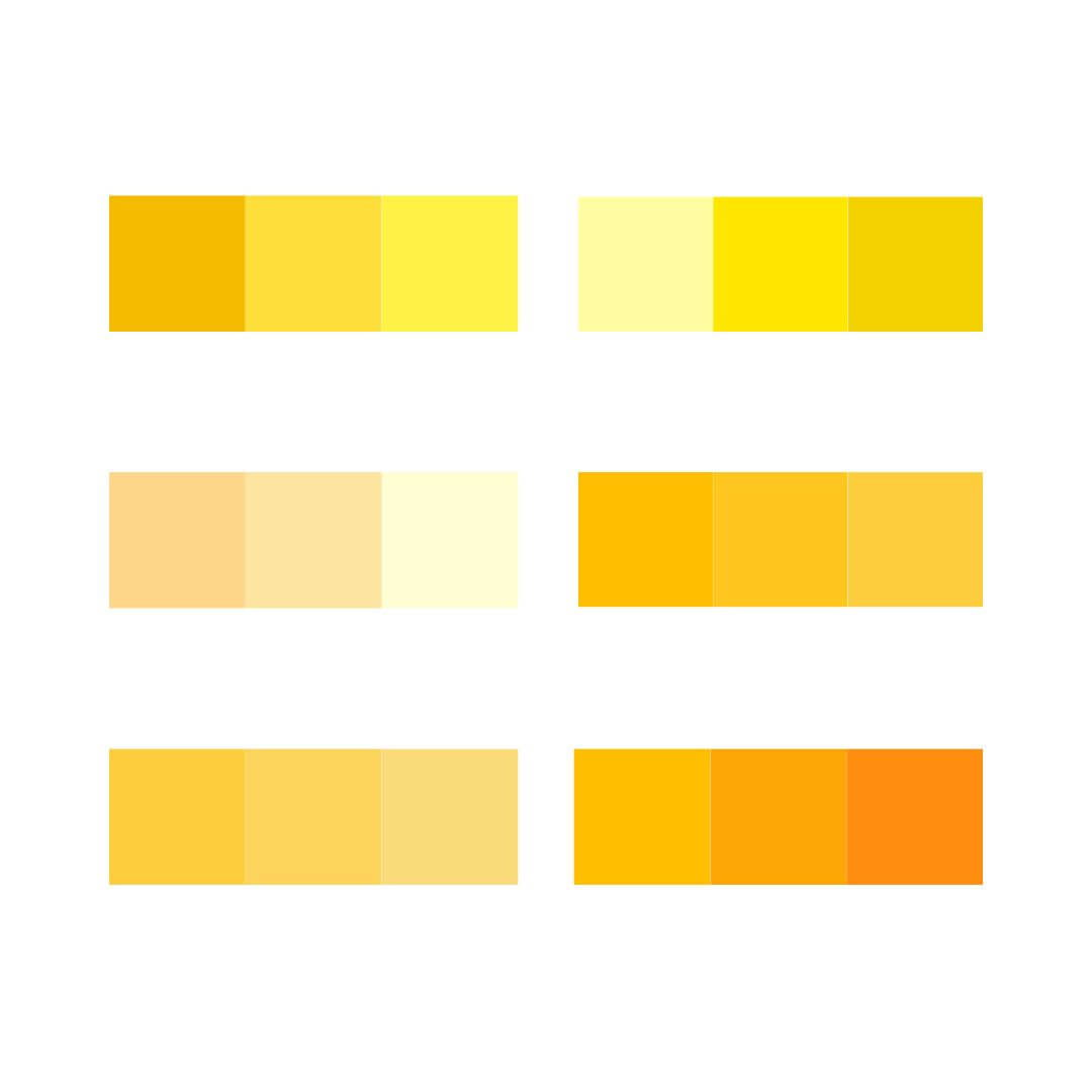 A picture of colour combinations for a yellow monochromatic colour scheme.