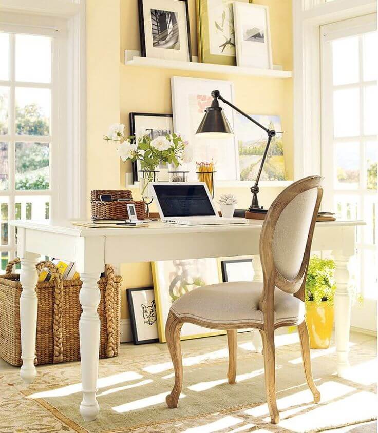 A picture of a sunny yellow office.